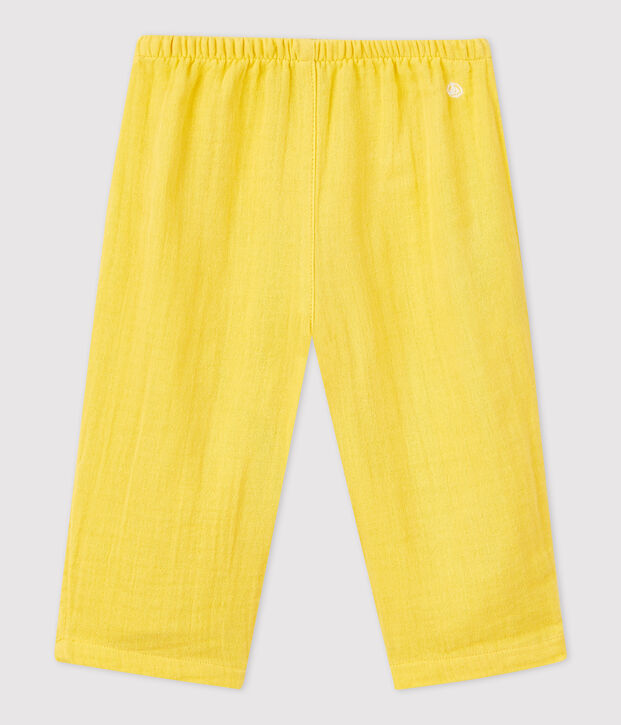 Pantalon en gaze de coton bio b&eacute;b&eacute; jaune