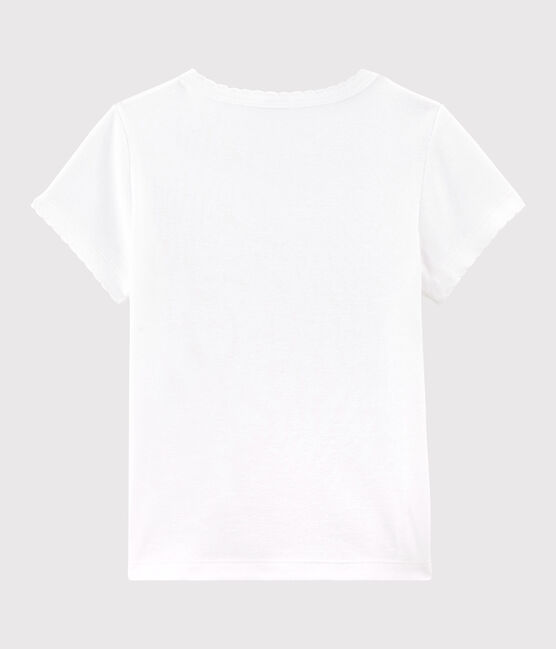 Tee-shirt iconique en coton enfant fille - garçon blanc ECUME