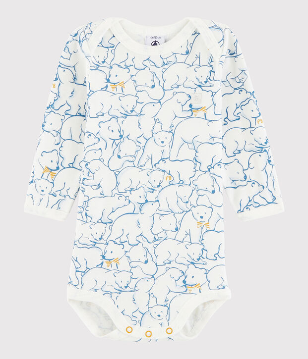 Body manches longues b&eacute;b&eacute; fille-gar&ccedil;on bleu/blanc