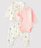 Ensemble 3 pièces bébé fille en côte blanc MARSHMALLOW/blanc MULTICO