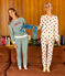 Pyjama milleraies femme en coton EVERGREEN/ MARSHMALLOW
