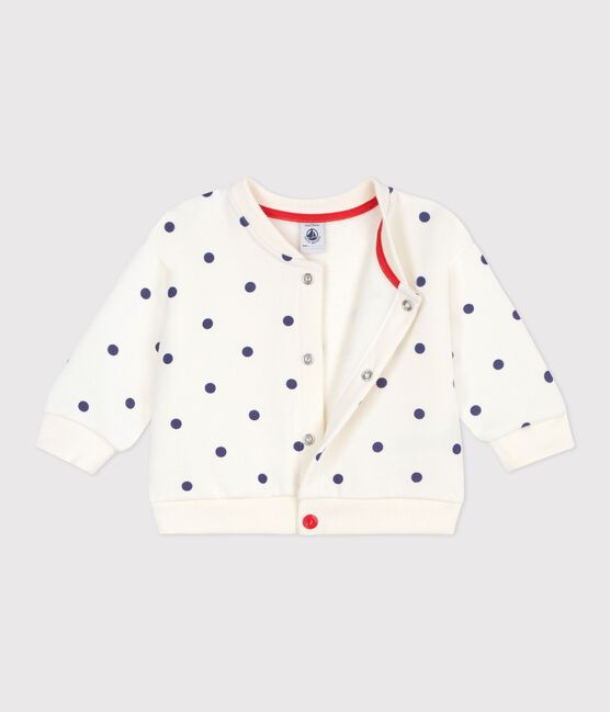 Veste teddy bébé en coton, imprimée à pois bleu MILK/ SOIR