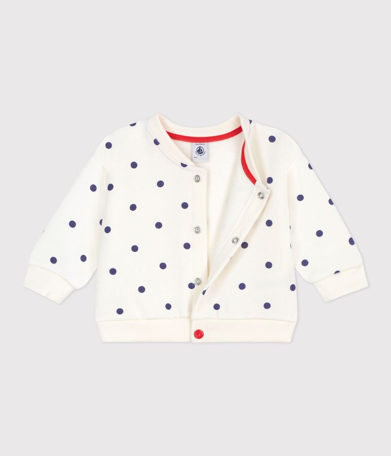 Veste teddy b&eacute;b&eacute; en coton, imprim&eacute;e &agrave; pois bleu MILK/ SOIR