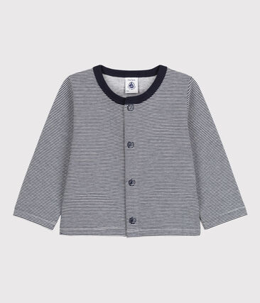 PETIT BATEAU - Cardigan bébé rayé milleraies en jersey épais