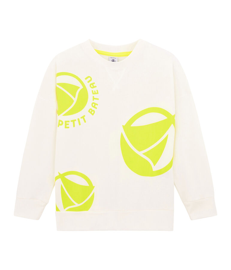 Sweat shirt enfant fille - gar&ccedil;on blanc MARSHMALLOW/jaune EBLOUIS