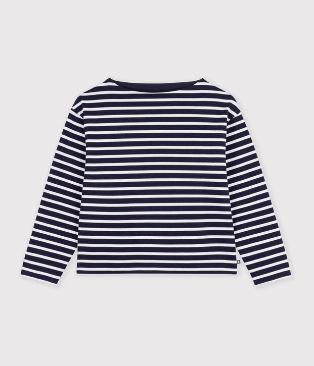 Marini&egrave;re femme en coton manches longues bleu/blanc