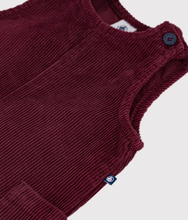 Combinaison longue b&eacute;b&eacute; en velours uni bordeaux