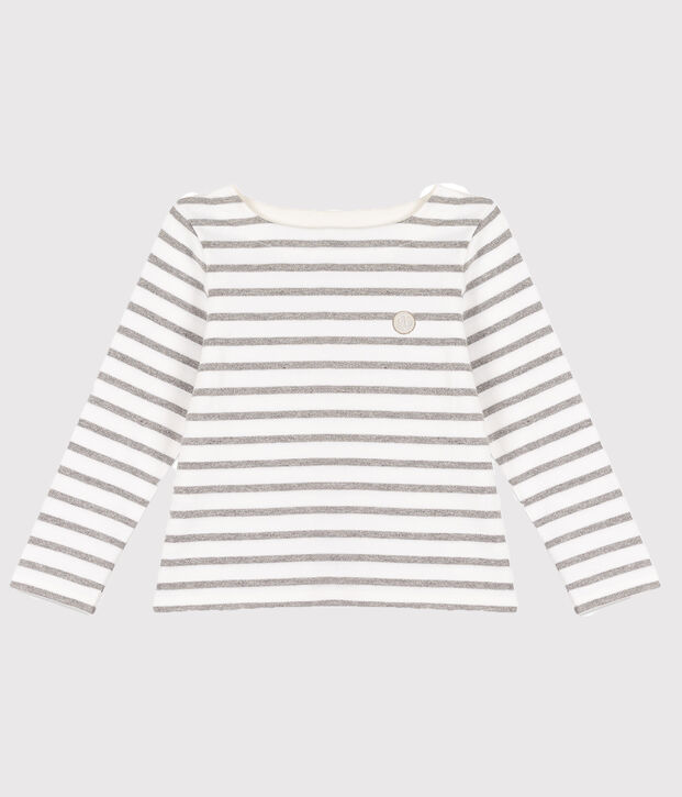 Marini&egrave;re en jersey enfant fille blanc/gris