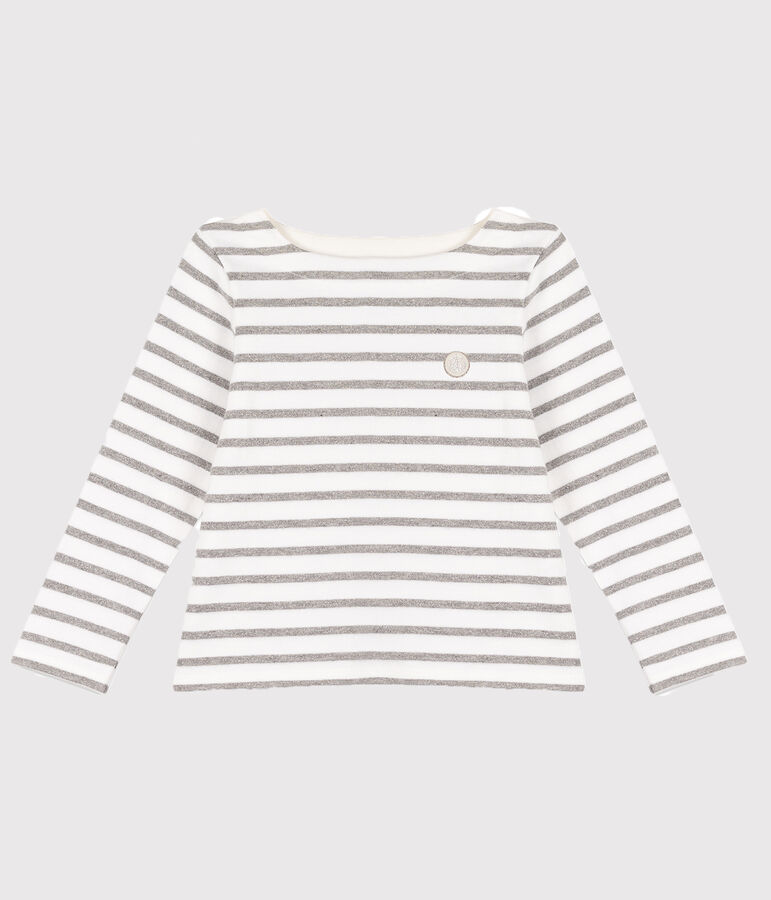 Marini&egrave;re en jersey enfant fille blanc MARSHMALLOW/gris ARGENT