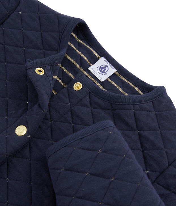 Cardigan en tubique enfant fille bleu/jaune