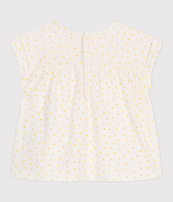 Blouse bébé en coton manches courtes, imprimée mini cœur blanc MARSHMALLOW/ ORGE