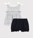 Ensemble blouse + bloomer en coton/lin bébé fille