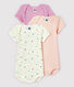 Lot de 3 bodies manches courtes printanier bébé en coton et lin
