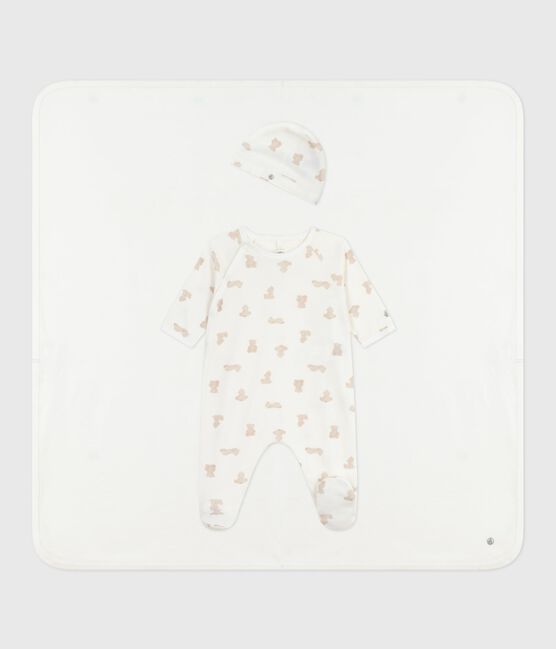 Coffret cadeau bébé en coton imprimé MARSHMALLOW/ BRUN