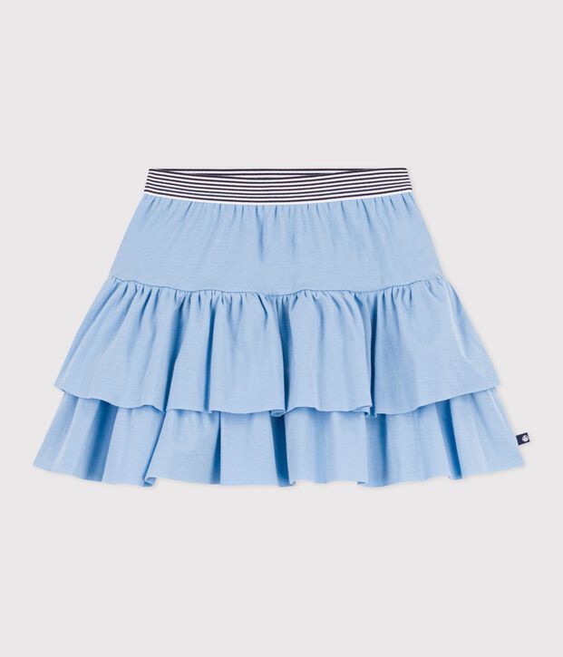 Jupe enfant courte en coton unie bleu