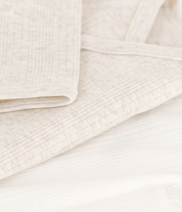 Lot de 2 bodies crois&eacute;s manches longues en coton multicouleur