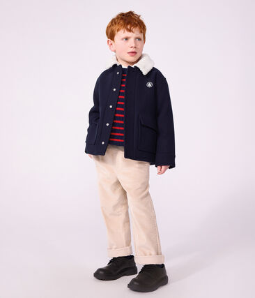 Veste esprit caban enfant en draps de laine uni