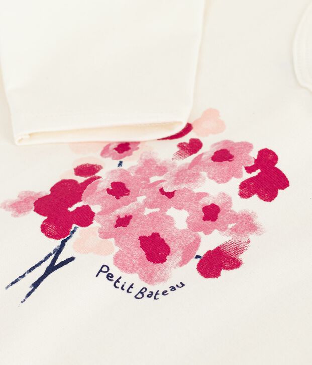 Tee-shirt b&eacute;b&eacute; en coton &agrave; manches longues blanc cass&eacute;