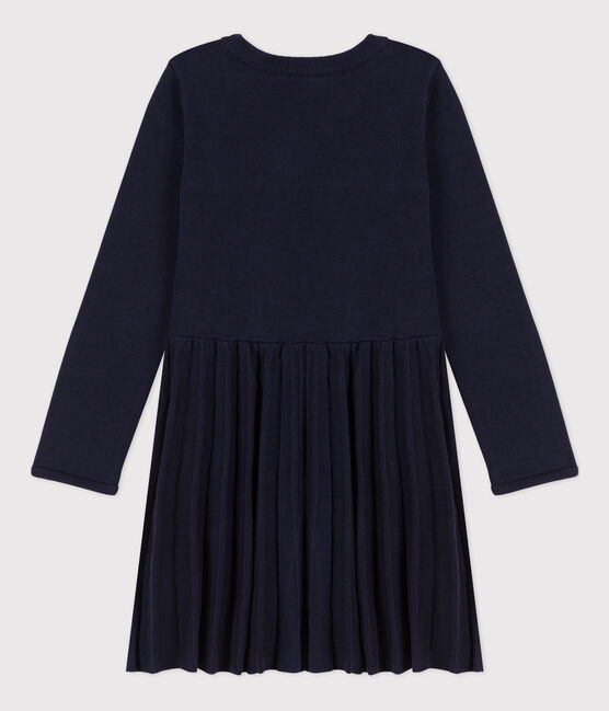 Robe manches longues en tricot enfant fille bleu SMOKING