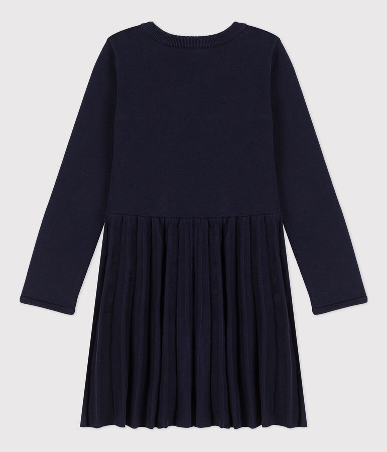 Robe manches longues en tricot enfant fille bleu
