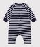 Combinaison longue b&eacute;b&eacute; en coton ray&eacute; bleu/blanc