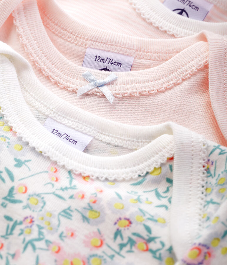 Lot de 3 bodies manches courtes pastel b&eacute;b&eacute; fille multicouleur