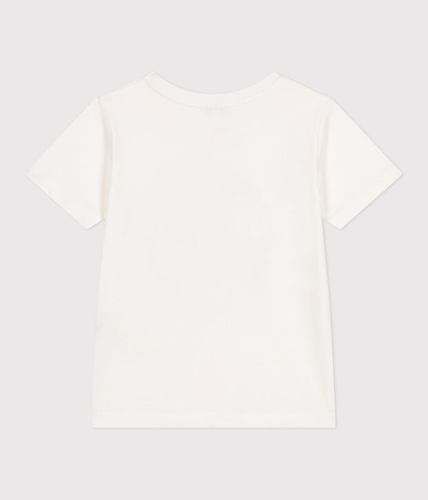Teeshirt enfant en coton manches courtes imprim&eacute; blanc