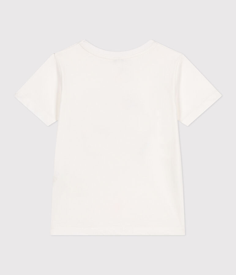 Teeshirt enfant en coton manches courtes imprim&eacute; blanc MARSHMALLOW