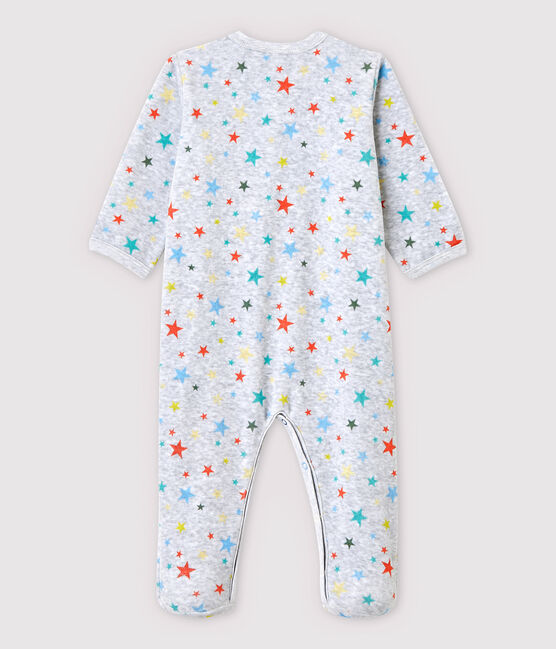 Dors-bien gris chiné à étoiles bébé en velours gris POUSSIERE/blanc MULTICO