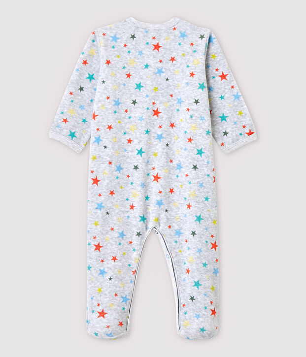 Dors-bien gris chin&eacute; &agrave; &eacute;toiles b&eacute;b&eacute; en velours gris/multicouleur