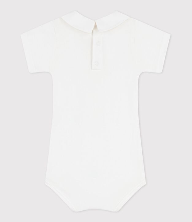 Body b&eacute;b&eacute; en coton &agrave; col brod&eacute;, uni blanc