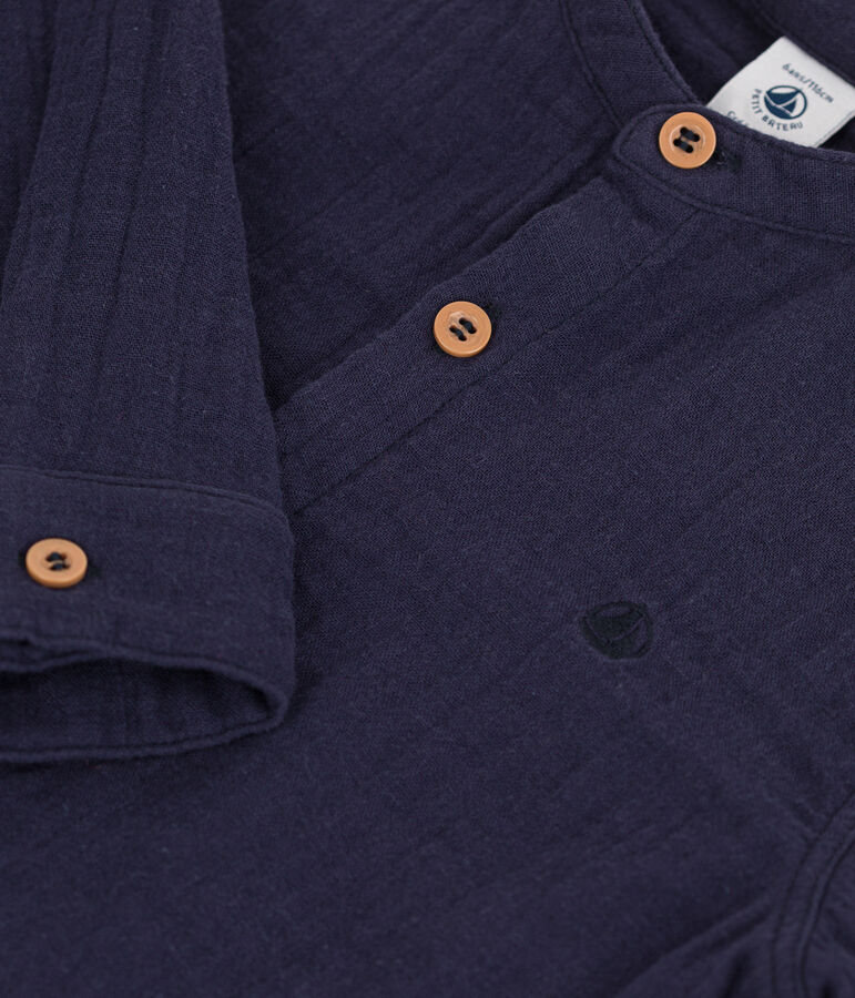 Chemise en gaze de coton enfant gar&ccedil;on bleu