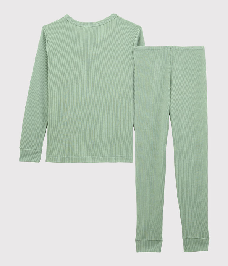 Pyjama uni en coton lyocell enfant vert