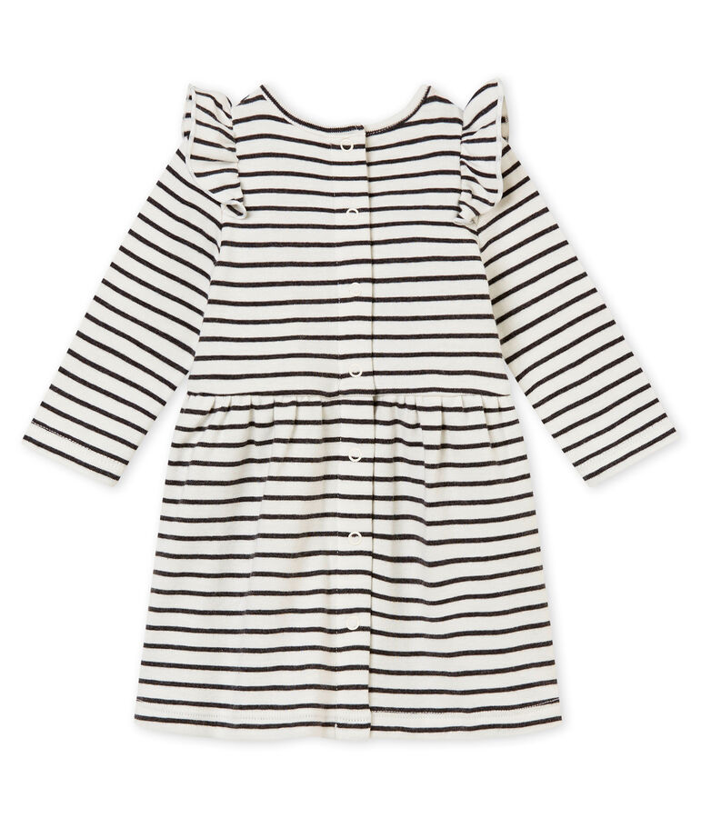 Robe rayure marini&egrave;re b&eacute;b&eacute; fille blanc/gris