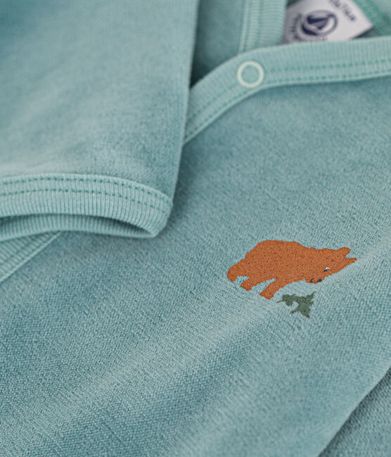 Pyjama bébé ours en velours vert BRUT