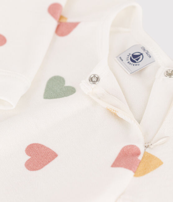 Pyjama bébé coeurs multicolores en velours blanc MARSHMALLOW/blanc MULTICO