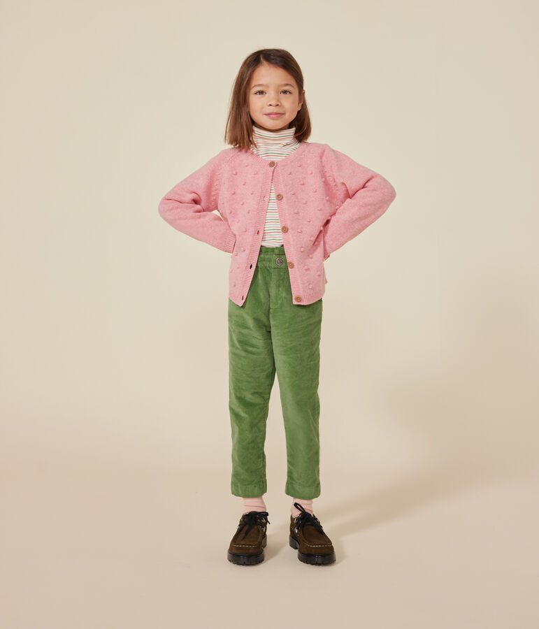 Cardigan en tricot contenant de la laine enfant fille rose ROSELINE CHINE