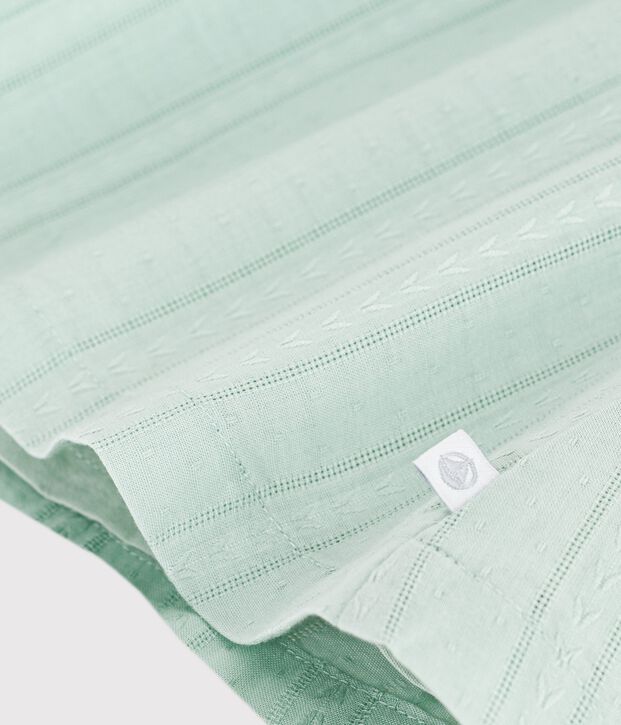 Robe b&eacute;b&eacute; en coton manches courtes, unie avec sa collerette vert