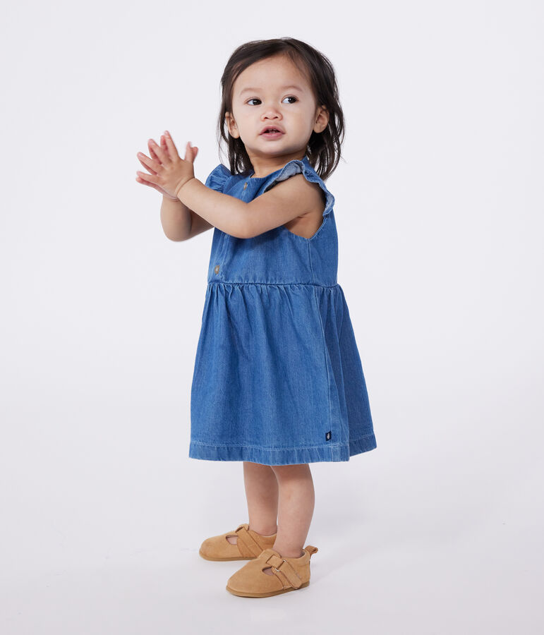 Robe b&eacute;b&eacute; en jean l&eacute;ger sans manches bleu DENIM CLAIR
