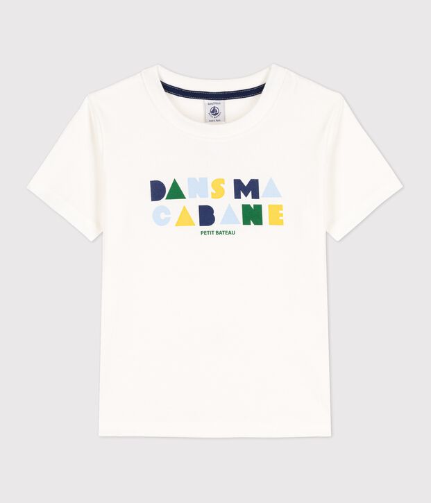 Tee-shirt manches courtes en coton enfant gar&ccedil;on blanc