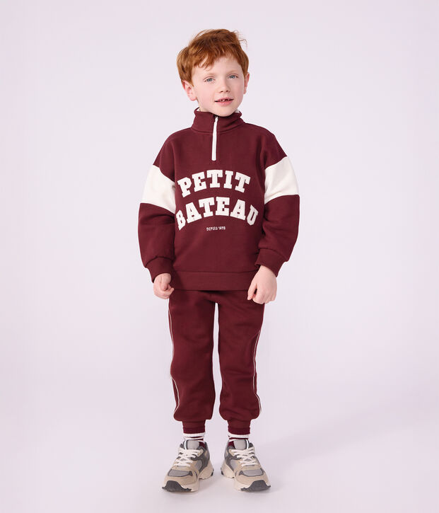 Pantalon de jogging enfant en coton bordeaux