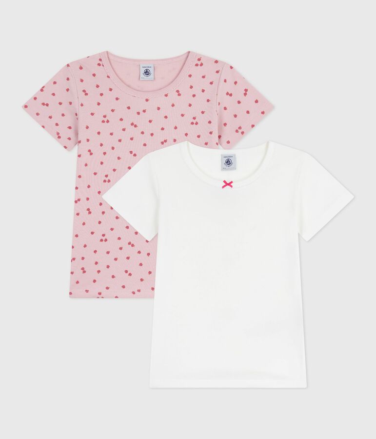 Lot de tee-shirts enfant en coton manches courtes imprim&eacute; pommes variante 1