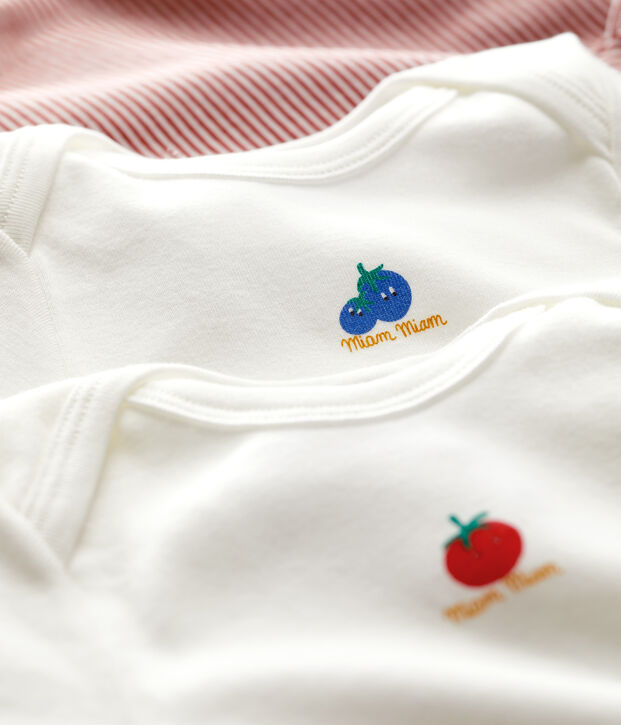 Lot de 3 bodies &agrave; rayures manches courtes en coton multicouleur