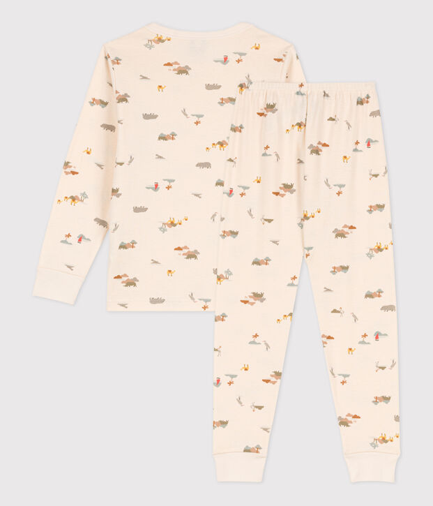 Pyjama animaux en coton enfant &eacute;cru/multicouleur