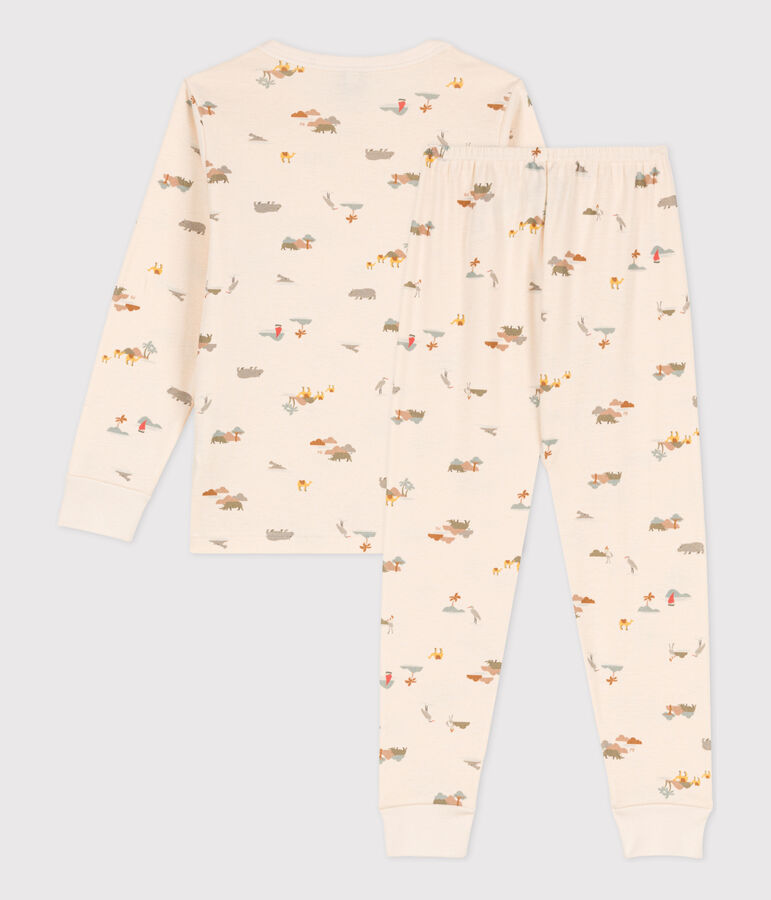 Pyjama animaux en coton enfant &eacute;cru/multicouleur
