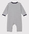 Combinaison longue rayée marinière en jersey épais bébé blanc MARSHMALLOW/bleu SMOKING