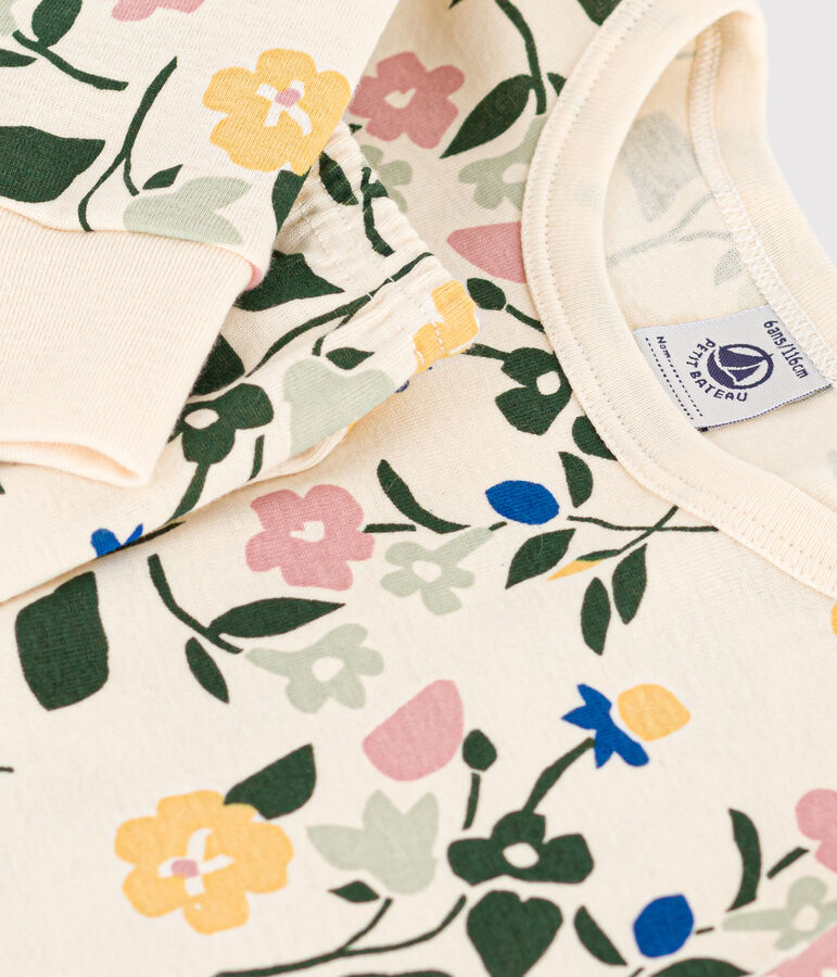 Pyjama imprim&eacute; en coton motif fleurs enfant blanc AVALANCHE/ MULTICO