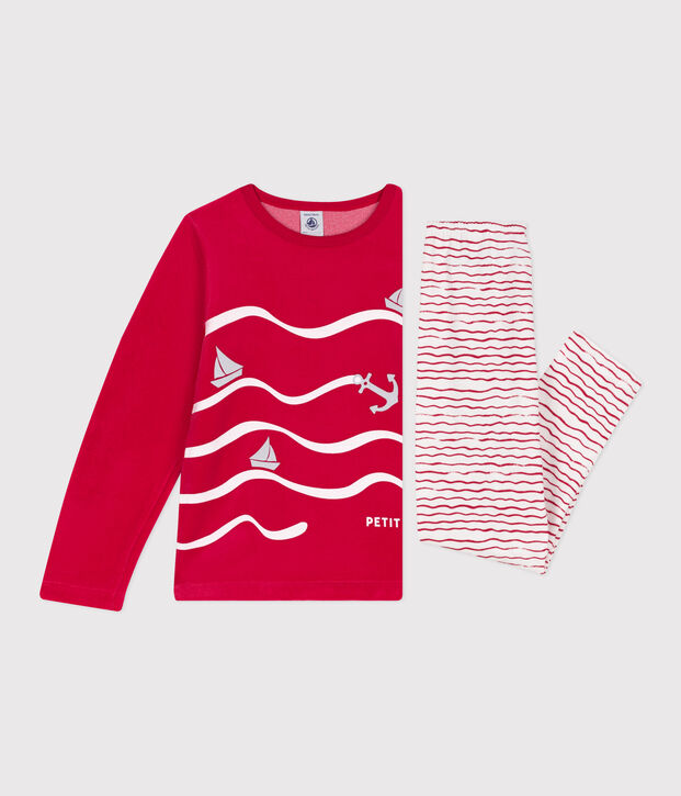Pyjama en velours enfant rouge/multicouleur