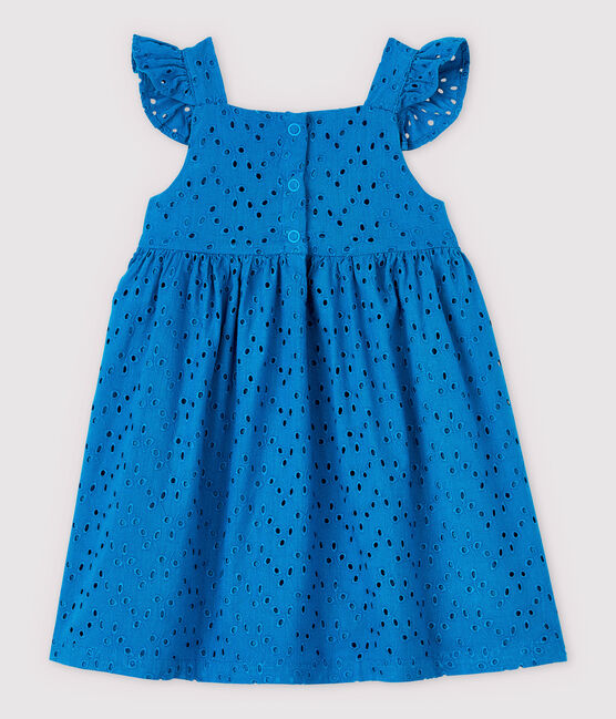 Robe à bretelles en broderie anglaise bébé fille bleu MYKONOS