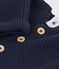 Cardigan bébé tricot point mousse en coton bleu SMOKING